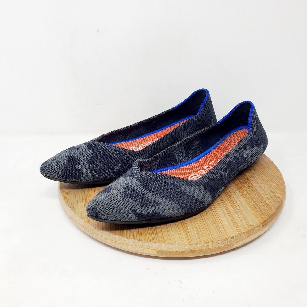 Rothys The Point Ballet Flats Womens 7 Pointed Toe Slip On Shoes‎ Grey Camo